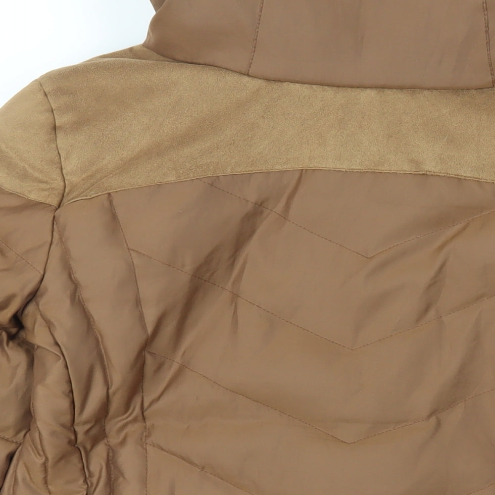 Giordano Womens Brown Quilted Jacket Size XL Zip - Zipped Pockets