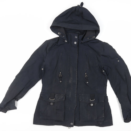 Sailors & Brides Womens Black Jacket Size M Zip - Hooded Water Resistant