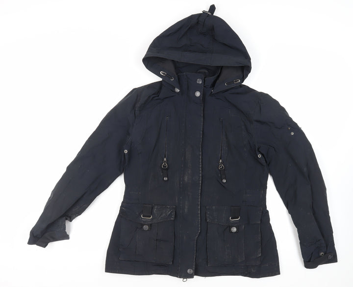 Sailors & Brides Womens Black Jacket Size M Zip - Hooded Water Resistant