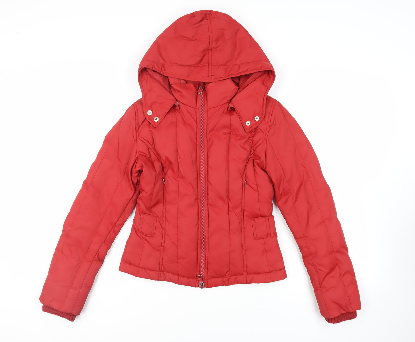 Killah Womens Red Jacket Size M Zip - Hooded Logo Zipped Pockets