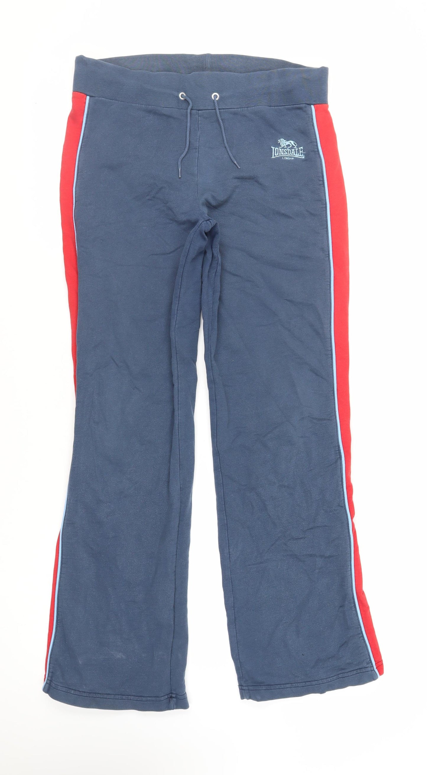 Lonsdale Mens Blue Cotton Jogger Trousers Size M L33 in Regular Drawstring - Logo