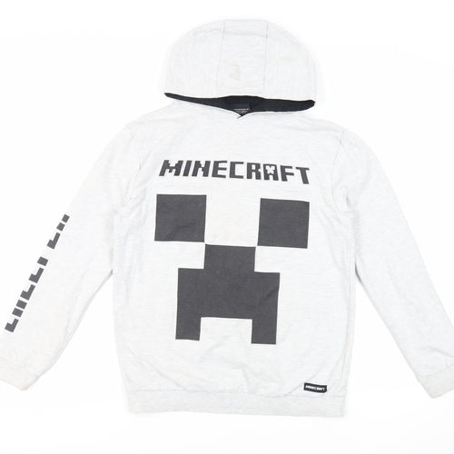 Jinx Boys Grey Cotton Pullover Hoodie Size 14-15 Years Pullover - Minecraft