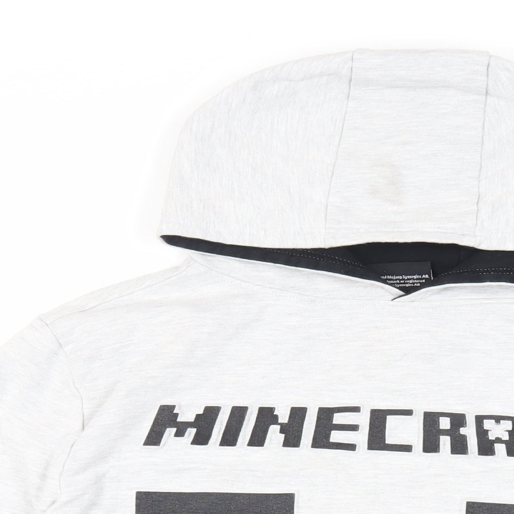 Jinx Boys Grey Cotton Pullover Hoodie Size 14-15 Years Pullover - Minecraft