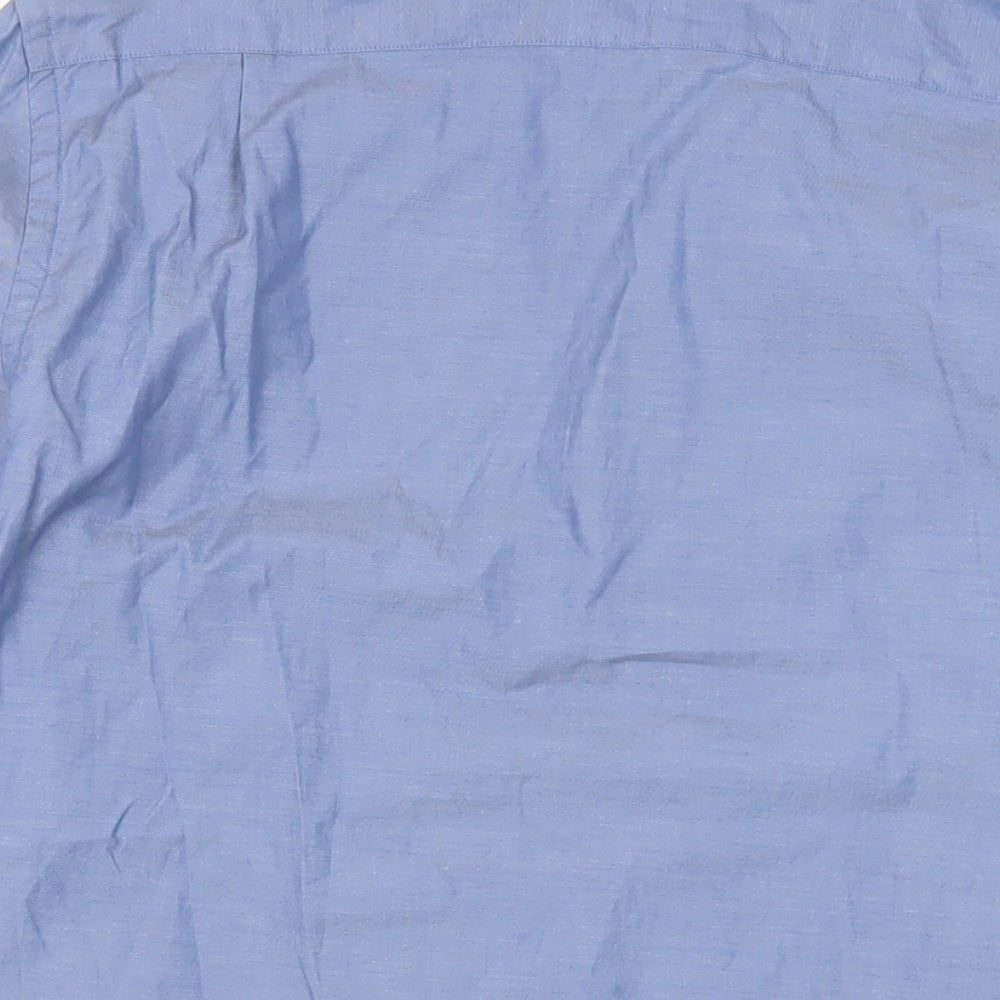 Lacoste Mens Blue Cotton Button-Up Size 16 Collared Button - Logo