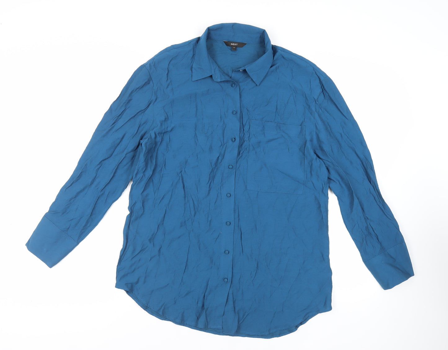 NEXT Womens Blue Viscose Tunic Button-Up Size 12 Collared