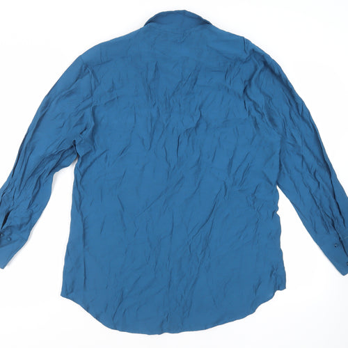 NEXT Womens Blue Viscose Tunic Button-Up Size 12 Collared