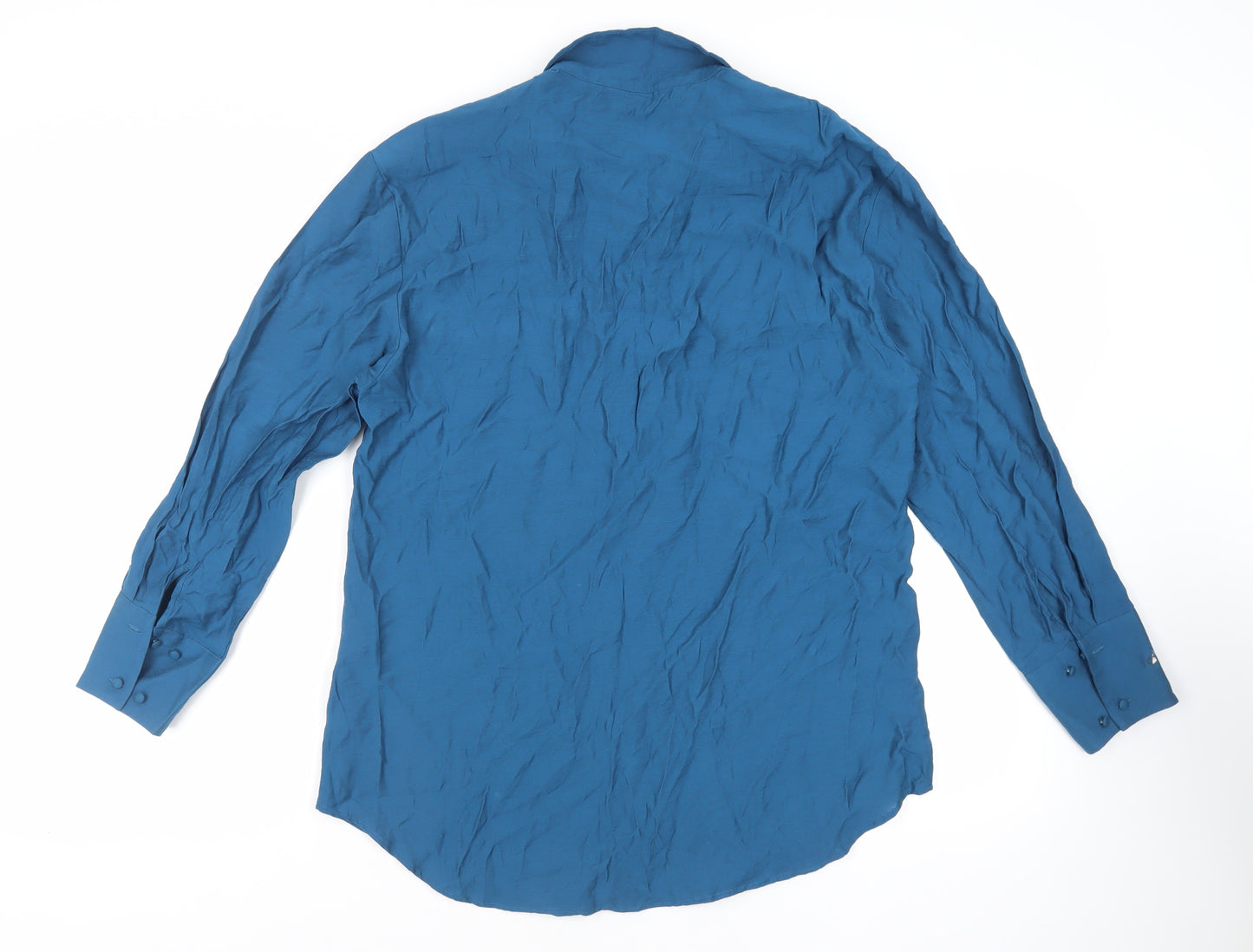 NEXT Womens Blue Viscose Tunic Button-Up Size 12 Collared