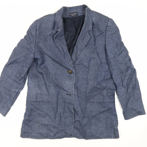 Paul Costelloe Womens Blue Plaid Jacket Blazer Size 12 Button