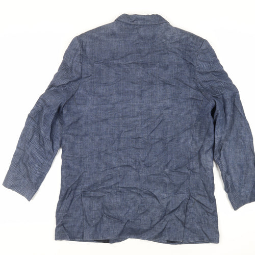 Paul Costelloe Womens Blue Plaid Jacket Blazer Size 12 Button