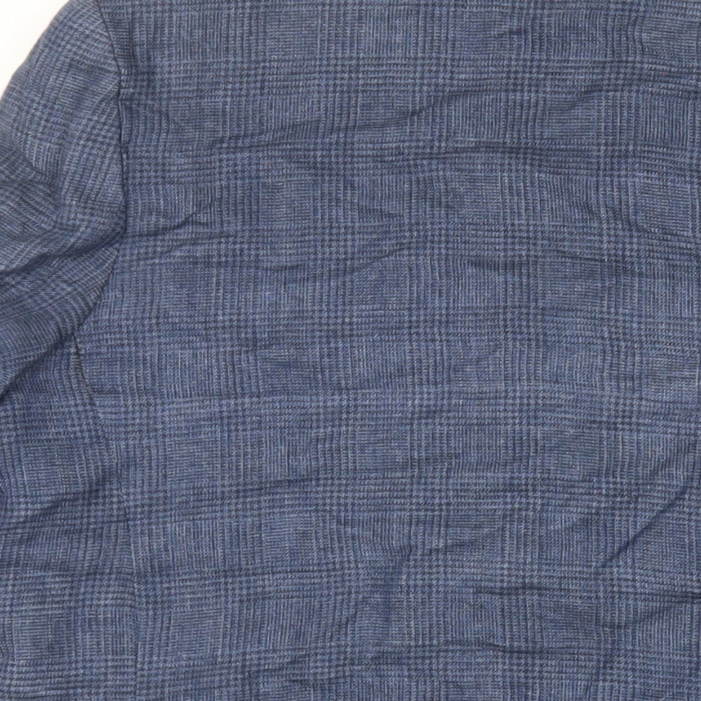 Paul Costelloe Womens Blue Plaid Jacket Blazer Size 12 Button