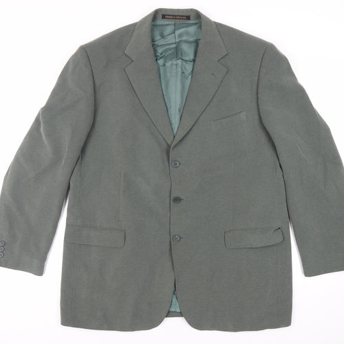 Marks and Spencer Mens Green Polyester Jacket Blazer Size 46 Regular