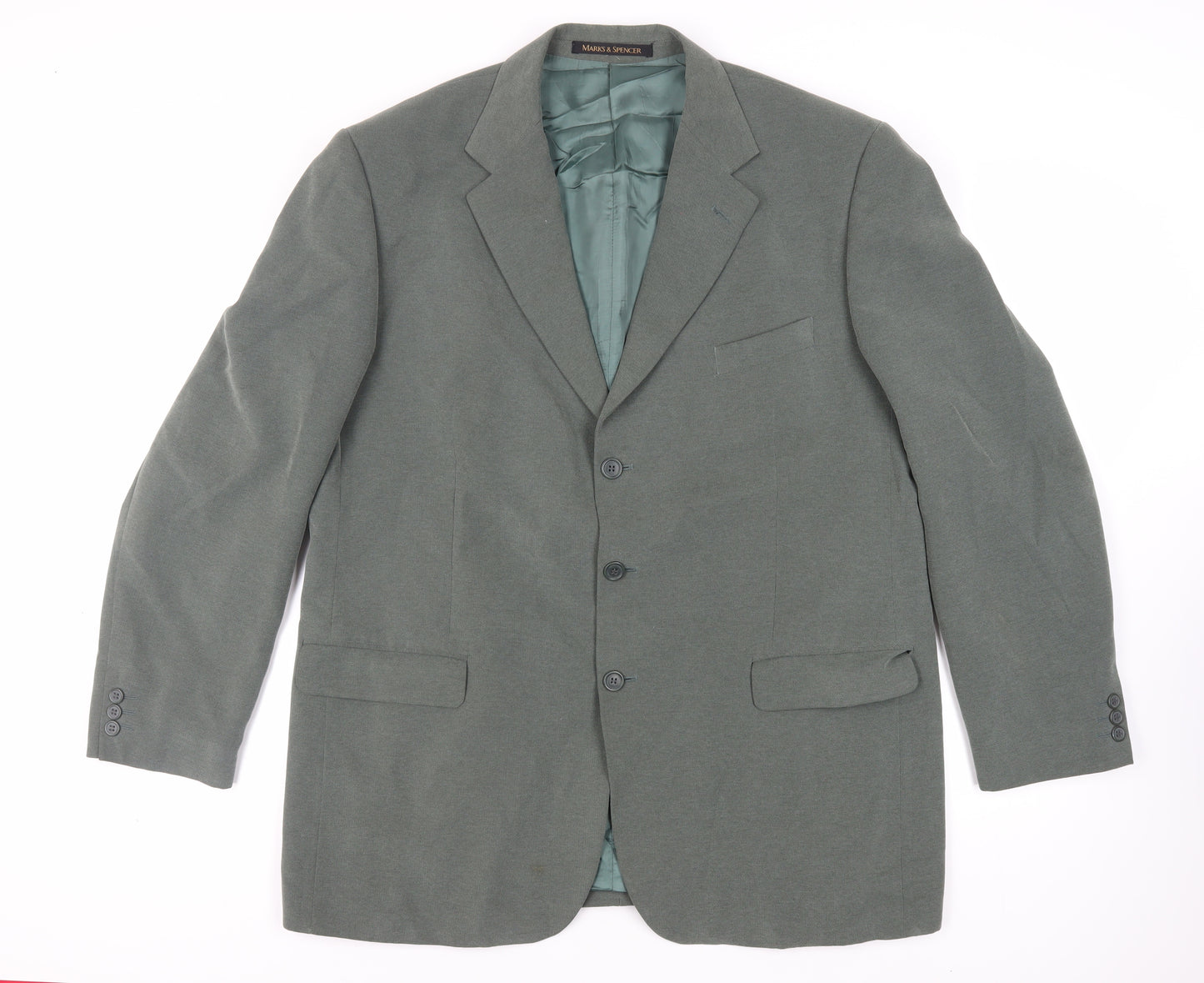 Marks and Spencer Mens Green Polyester Jacket Blazer Size 46 Regular