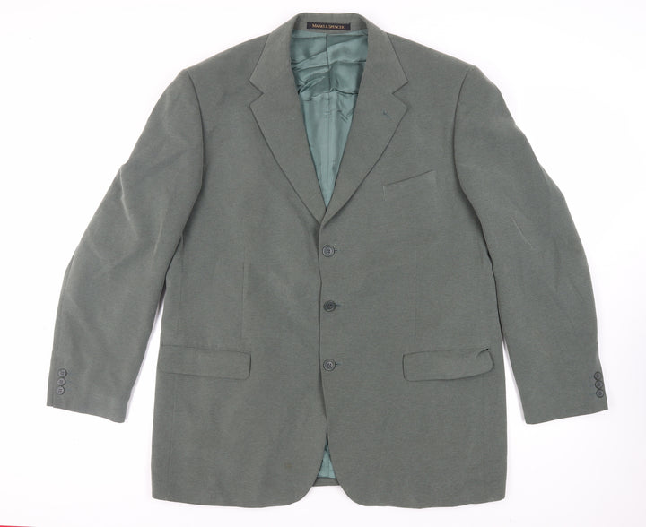 Marks and Spencer Mens Green Polyester Jacket Blazer Size 46 Regular