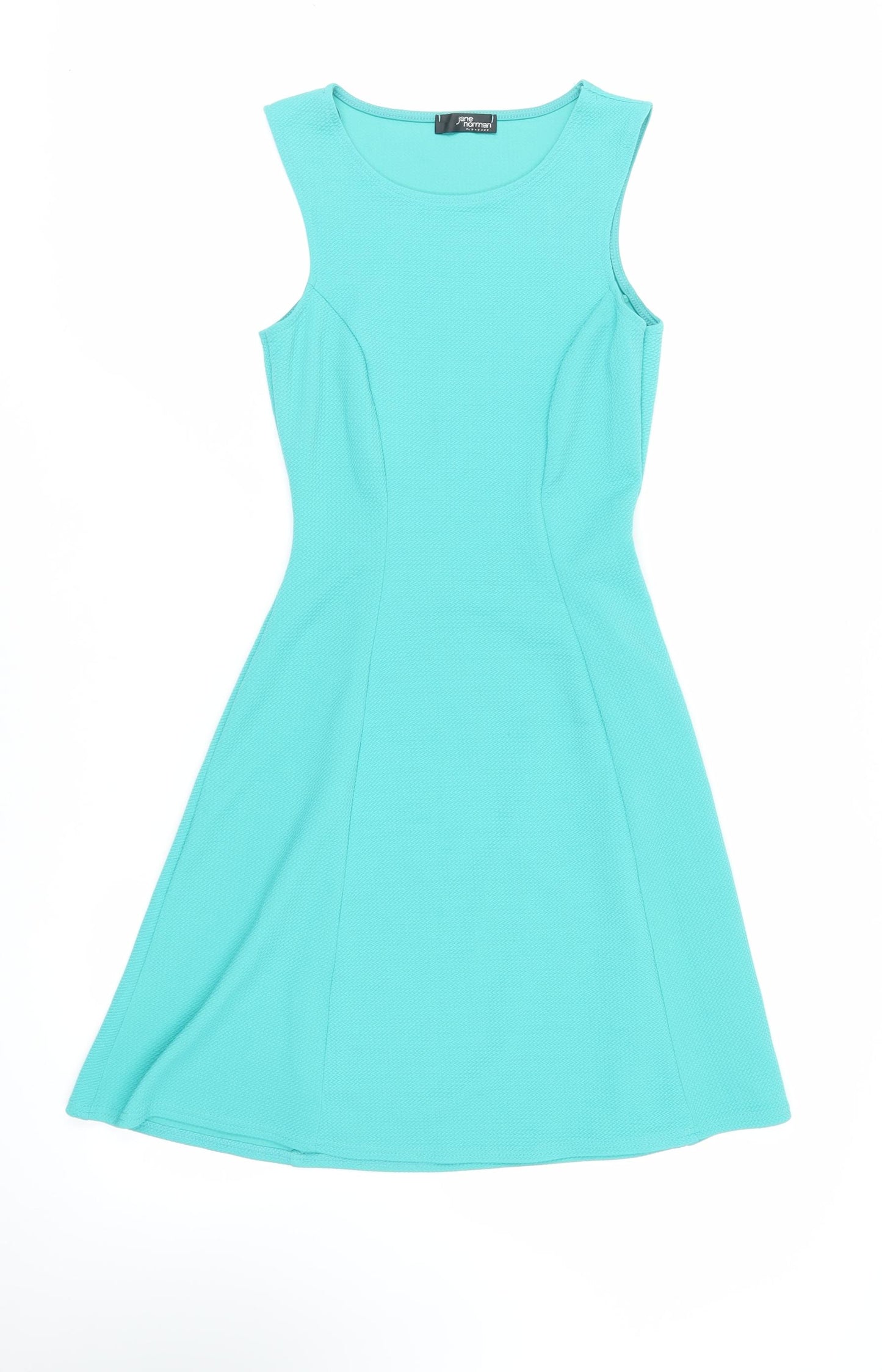 Jane Norman Womens Green Polyester Fit & Flare Size 8 Round Neck Pullover - Textured