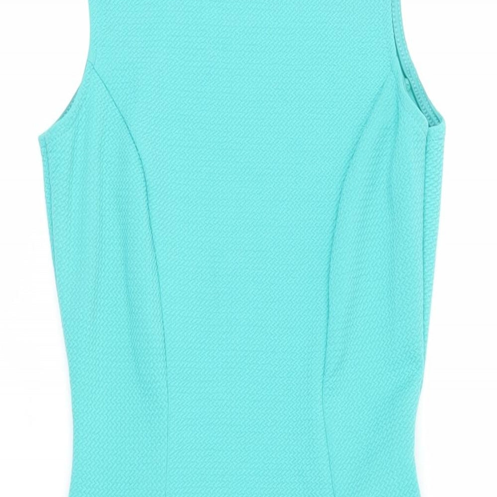 Jane Norman Womens Green Polyester Fit & Flare Size 8 Round Neck Pullover - Textured