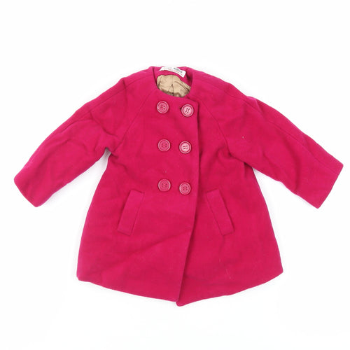 Zara Girls Pink Basic Coat Coat Size 9-12 Months Button