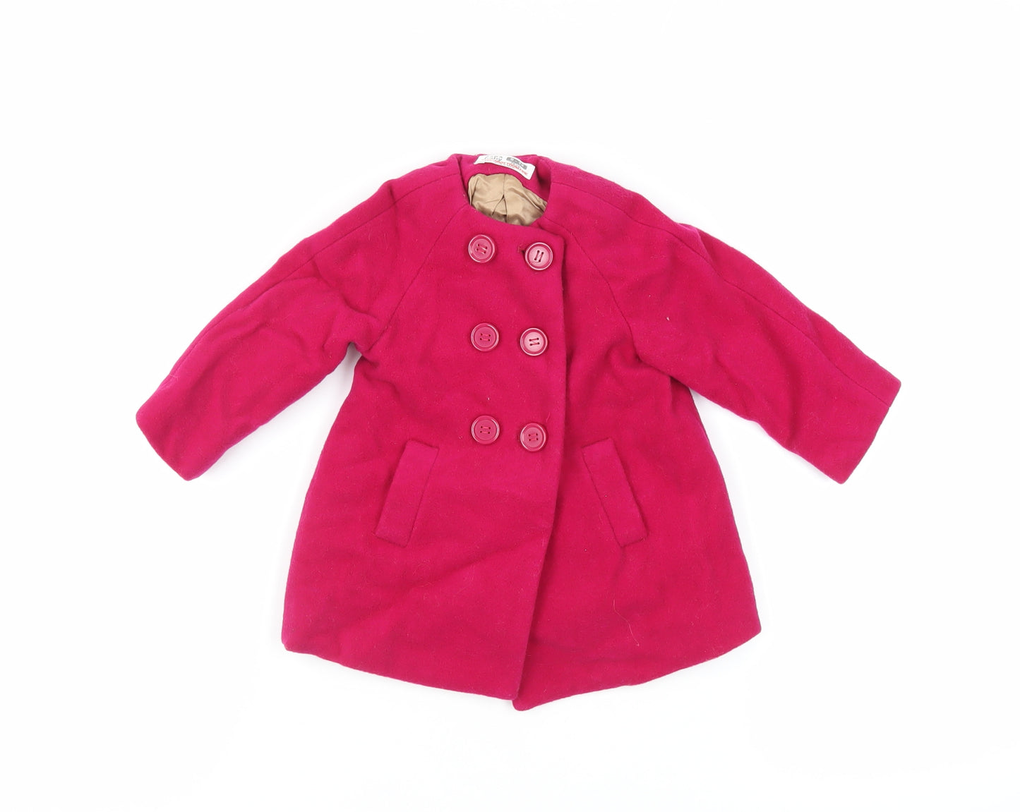 Zara Girls Pink Basic Coat Coat Size 9-12 Months Button