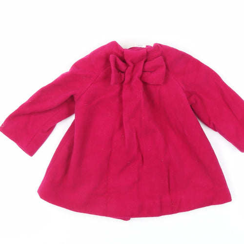 Zara Girls Pink Basic Coat Coat Size 9-12 Months Button