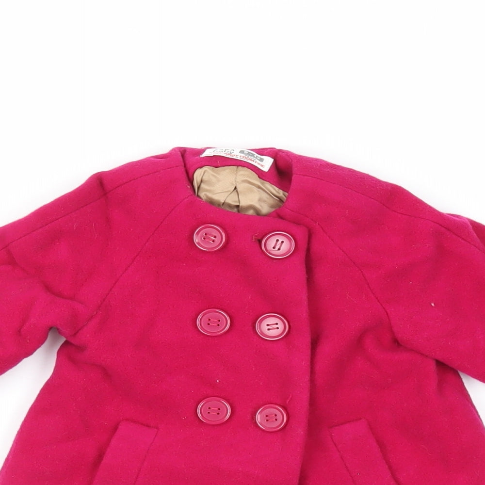 Zara Girls Pink Basic Coat Coat Size 9-12 Months Button