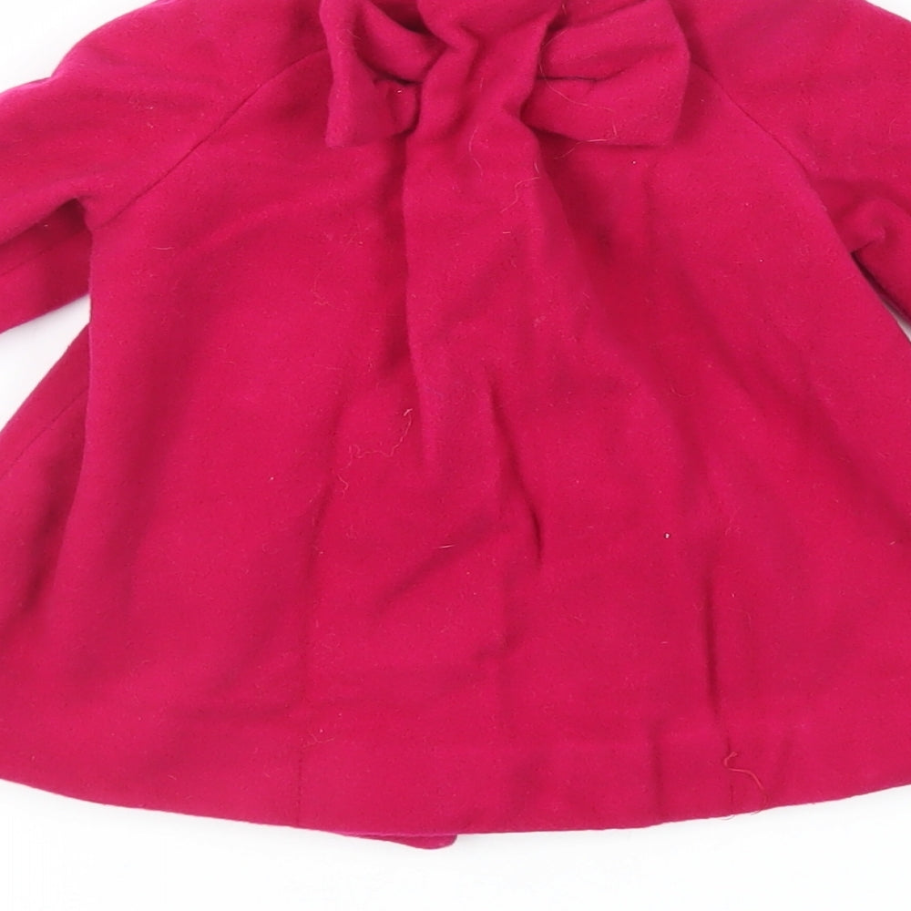 Zara Girls Pink Basic Coat Coat Size 9-12 Months Button