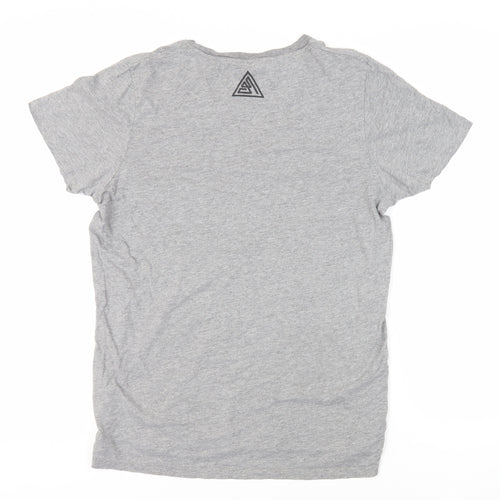 JACK & JONES Mens Grey Cotton T-Shirt Size M Crew Neck - Logo