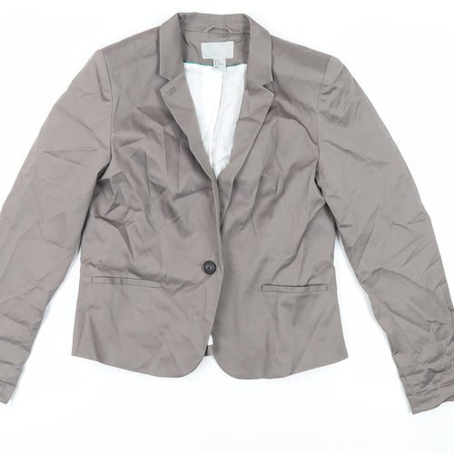 H&M Womens Grey Jacket Blazer Size 16 Button