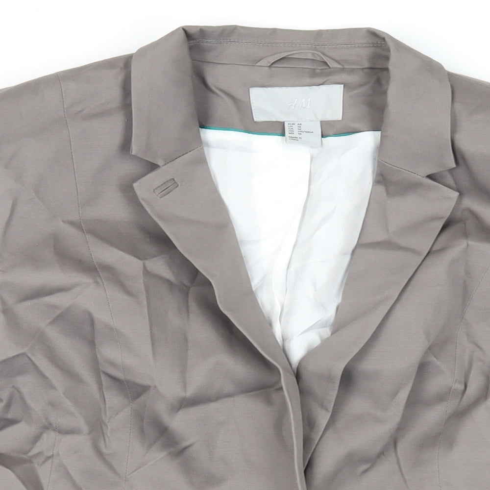 H&M Womens Grey Jacket Blazer Size 16 Button