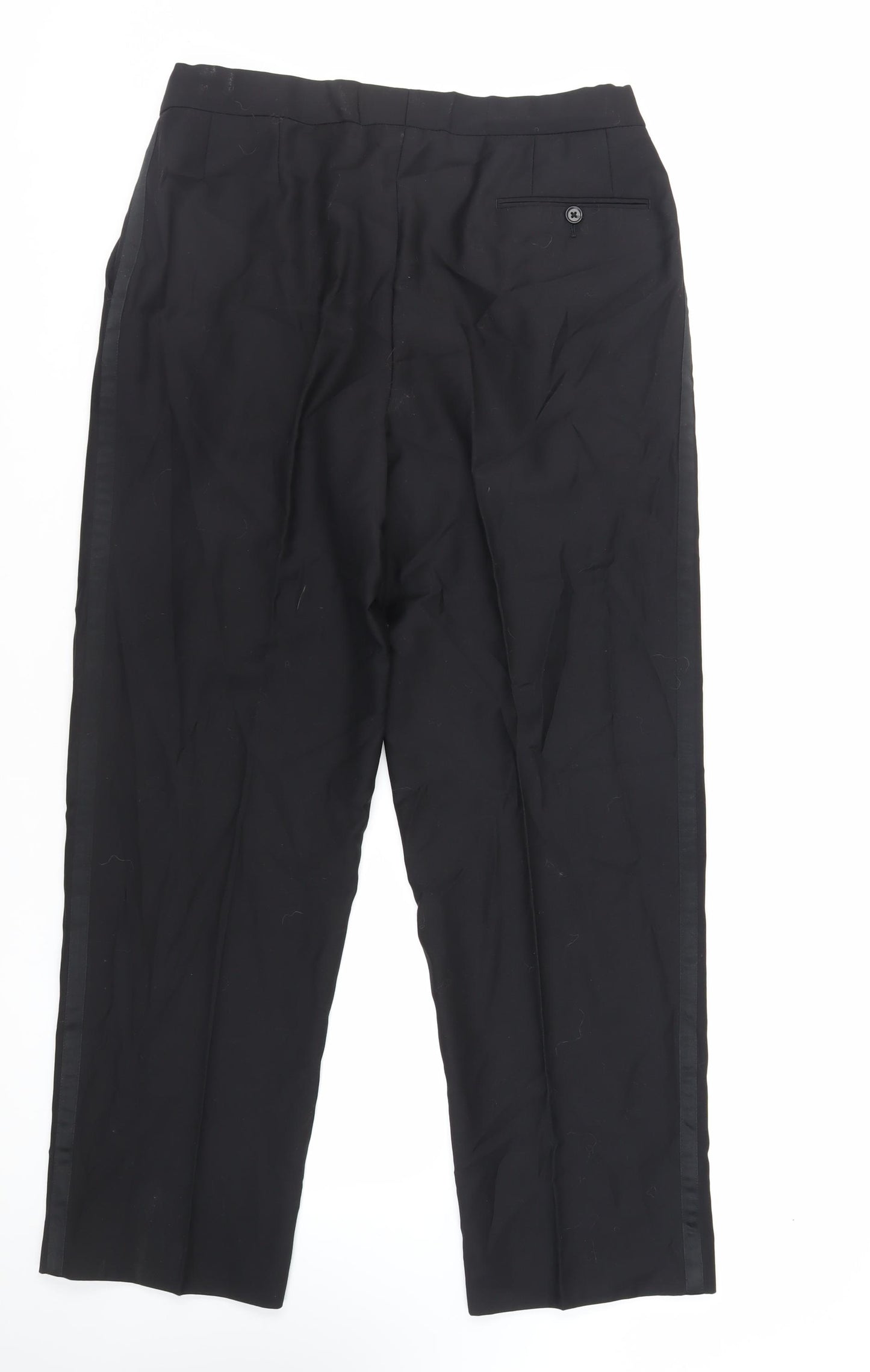 Scott & Taylor Mens Black Polyester Dress Pants Trousers Size 36 in L32 in Regular Zip