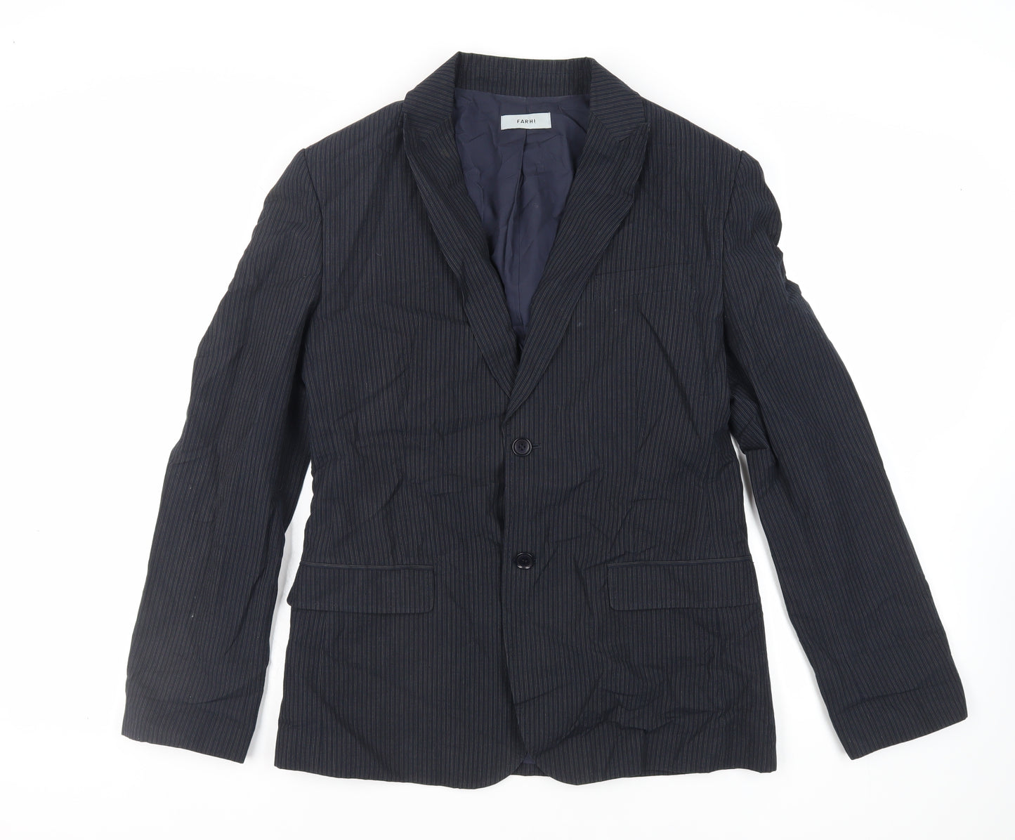 FARHI Mens Blue Striped Jacket Blazer Size M Button