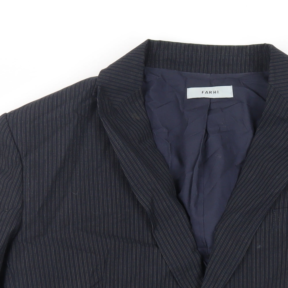 FARHI Mens Blue Striped Jacket Blazer Size M Button