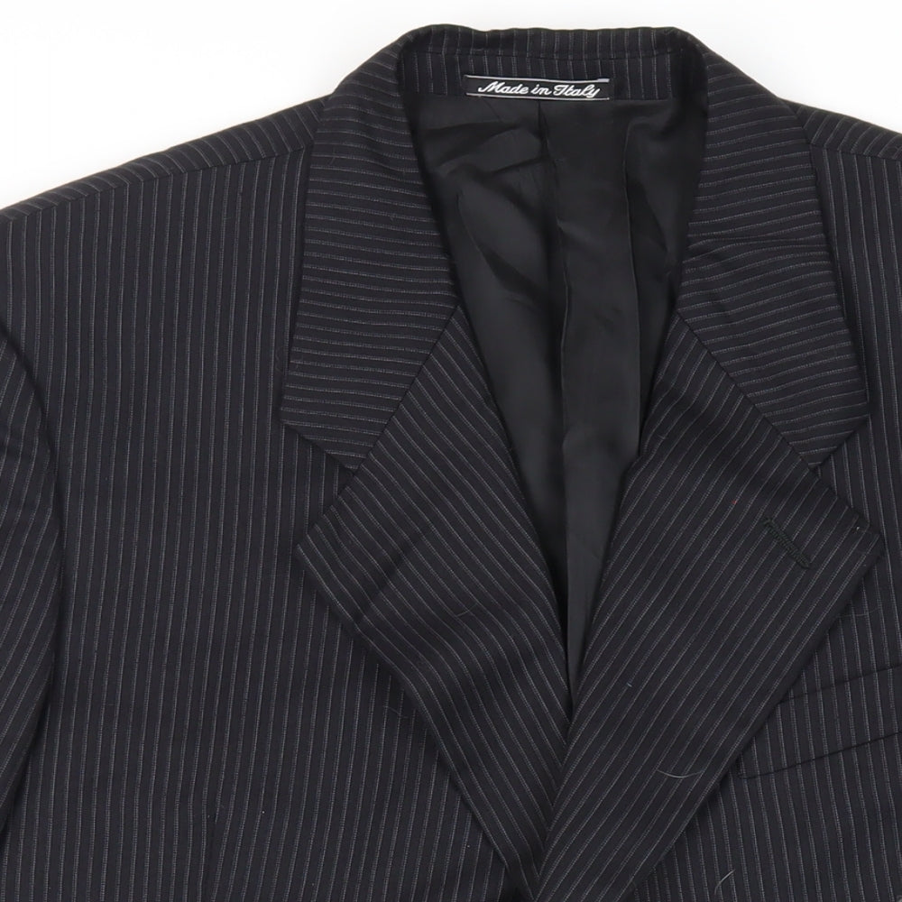 Giorgio Armani Mens Black Striped Wool Jacket Suit Jacket Size 44 Regular