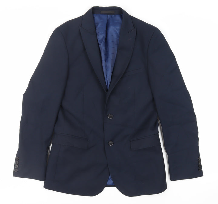 OneSix5ive Mens Blue Polyester Jacket Suit Jacket Size 38 Regular