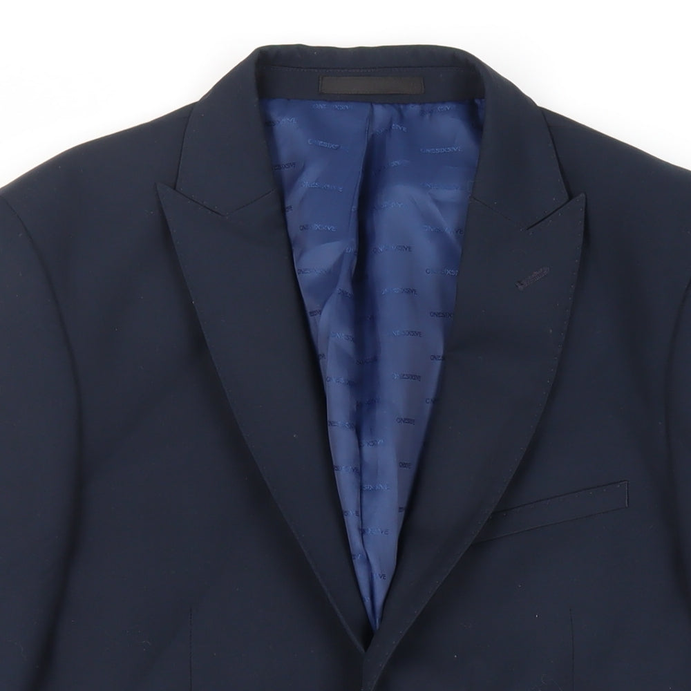 OneSix5ive Mens Blue Polyester Jacket Suit Jacket Size 38 Regular