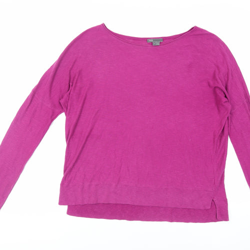 Vince Womens Pink Boat Neck Cotton Pullover Jumper Size L