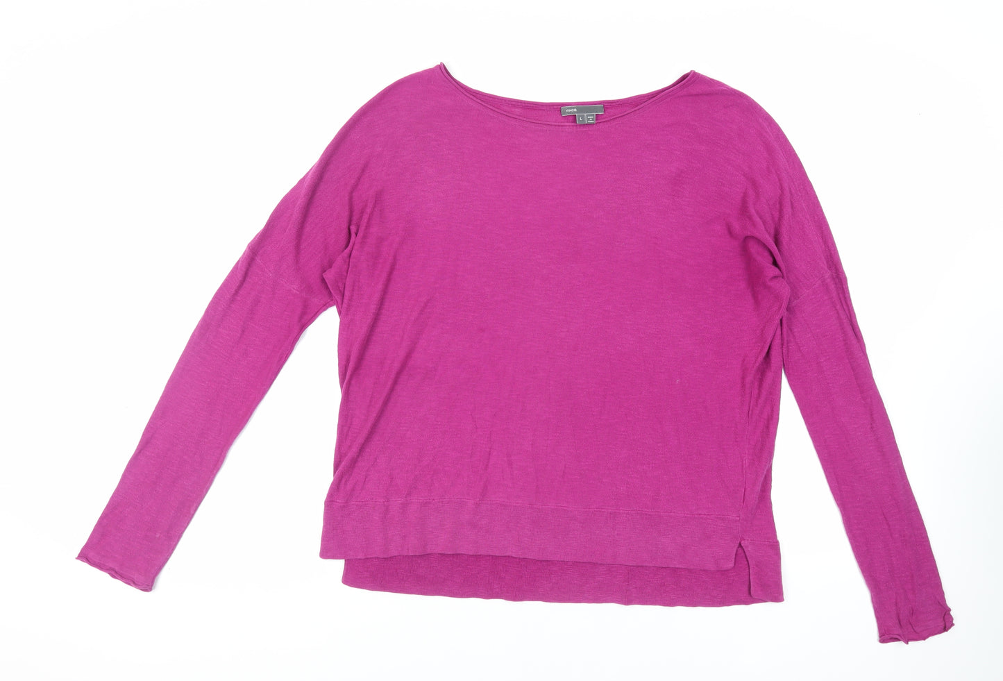 Vince Womens Pink Boat Neck Cotton Pullover Jumper Size L