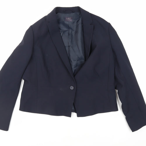 Marks and Spencer Womens Blue Jacket Blazer Size 16 Button