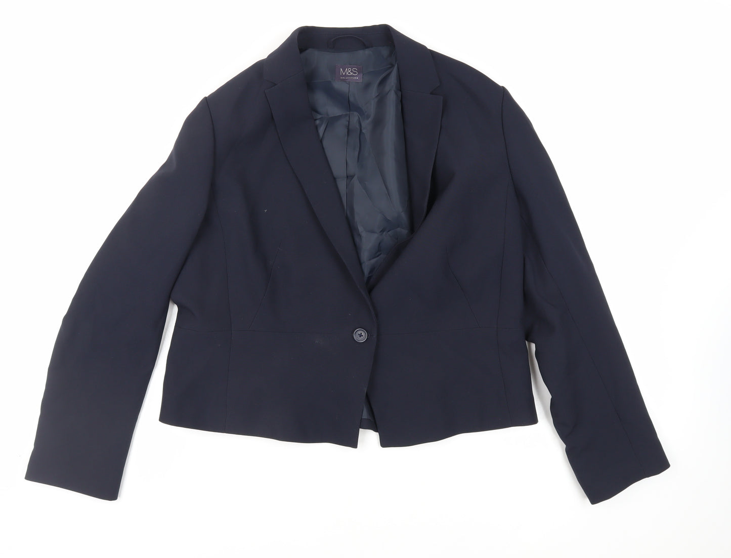 Marks and Spencer Womens Blue Jacket Blazer Size 16 Button