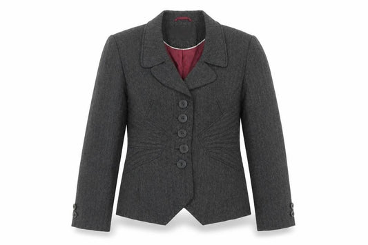 Front view of Next women’s grey jacket blazer, size UK 12, button