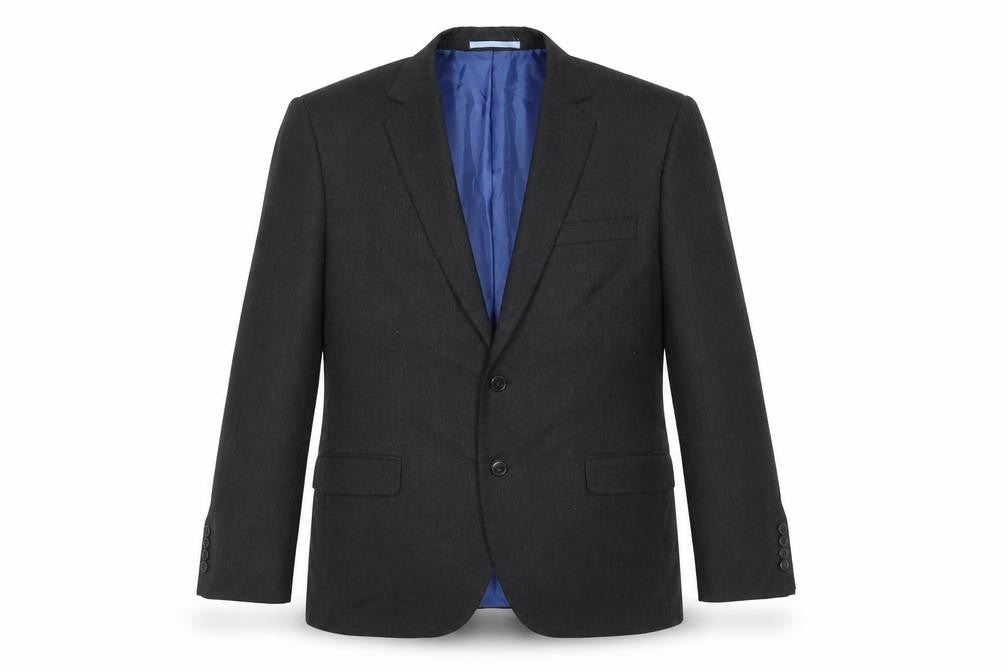 Front view of Marks & Spencer men’s black polyester jacket suit jacket, size 42, regular