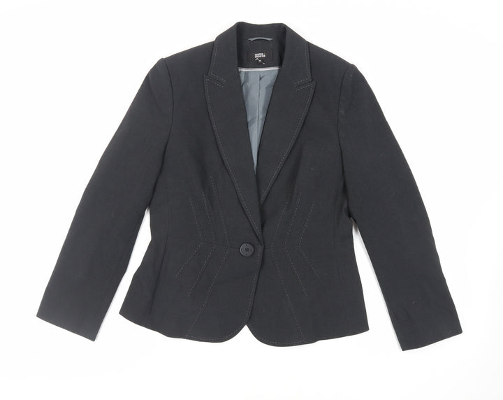 Marks and Spencer Womens Grey Jacket Blazer Size 14 Button - Contrasting Stitching