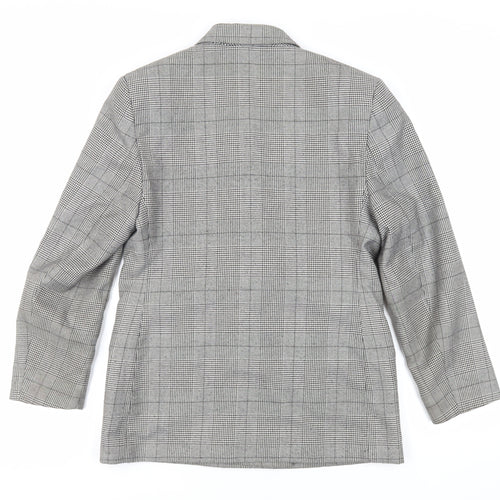 St Michael Womens Grey Plaid Jacket Blazer Size 12 Button - Vintage