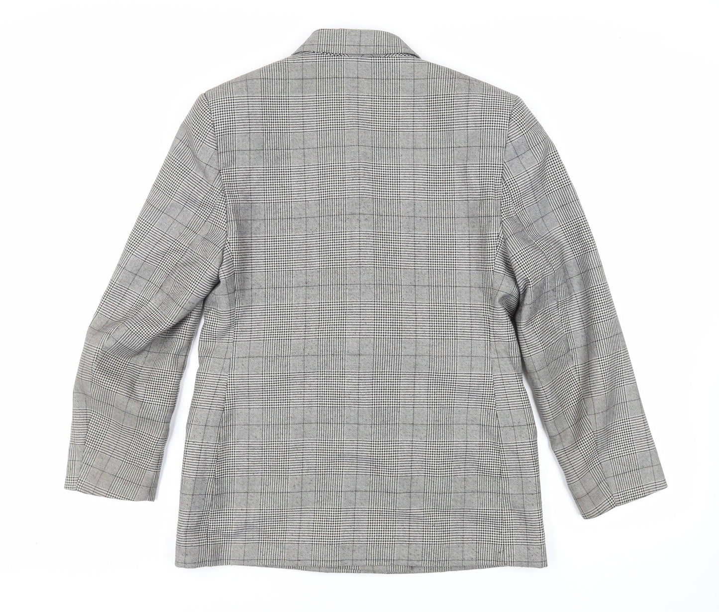 St Michael Womens Grey Plaid Jacket Blazer Size 12 Button - Vintage