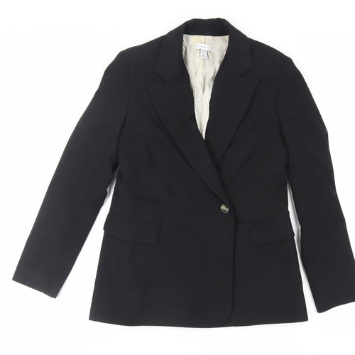 Topshop Womens Black Jacket Blazer Size 10 Button