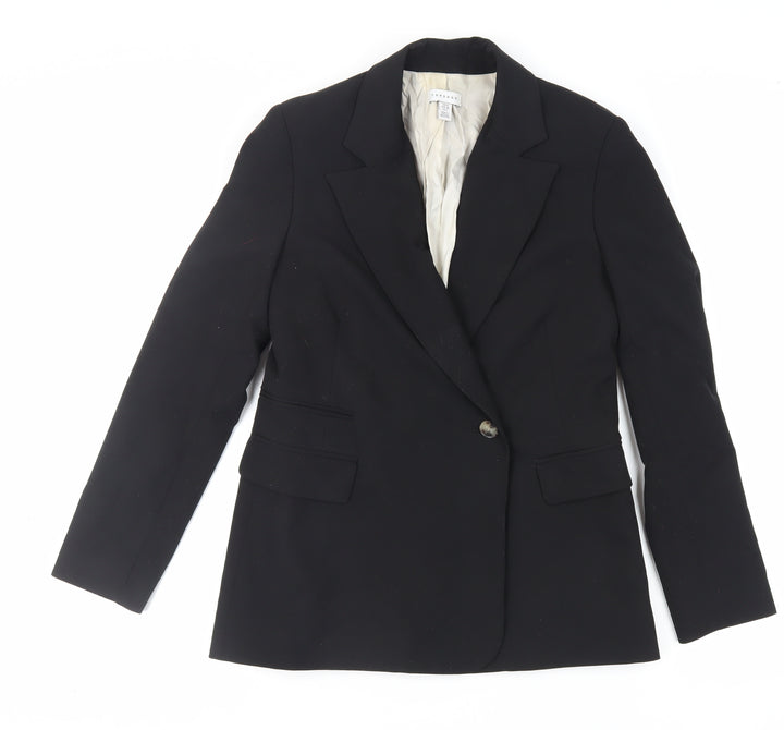 Topshop Womens Black Jacket Blazer Size 10 Button
