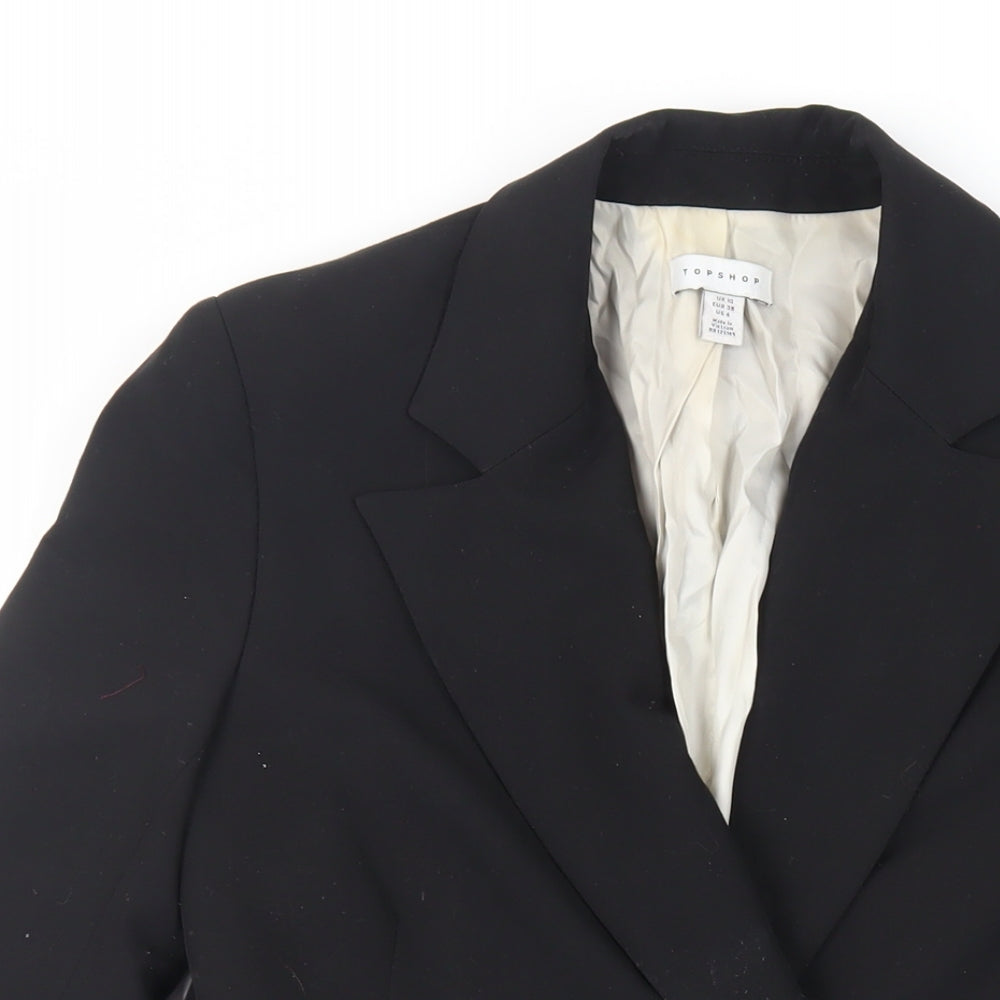 Topshop Womens Black Jacket Blazer Size 10 Button