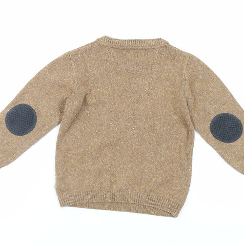 NEXT Boys Brown Crew Neck Cotton Pullover Jumper Size 4-5 Years Pullover - Cute Monster