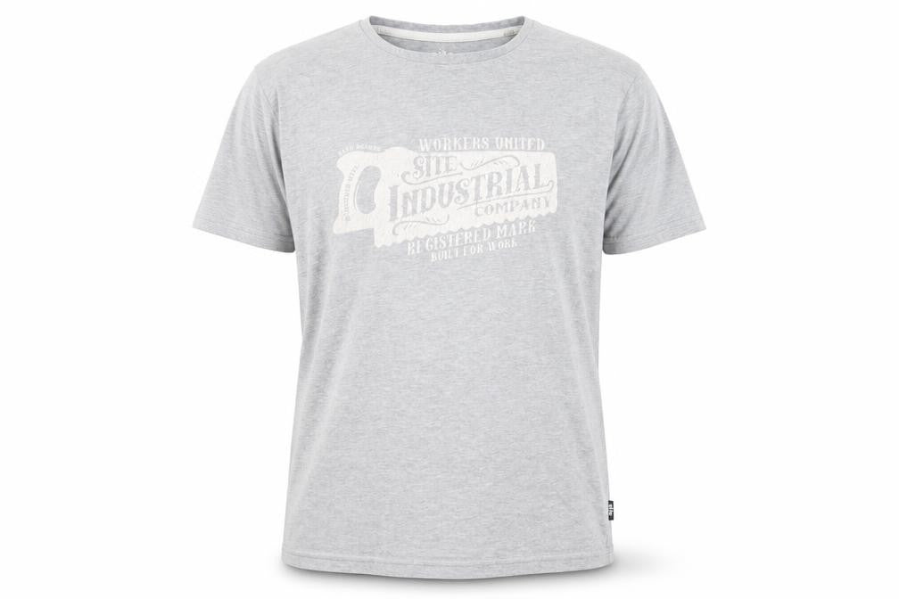 Front view of Site men’s grey cotton t-shirt, size L, crew neck