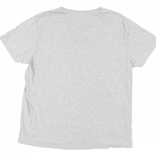 Site Mens Grey Cotton T-Shirt Size L Crew Neck