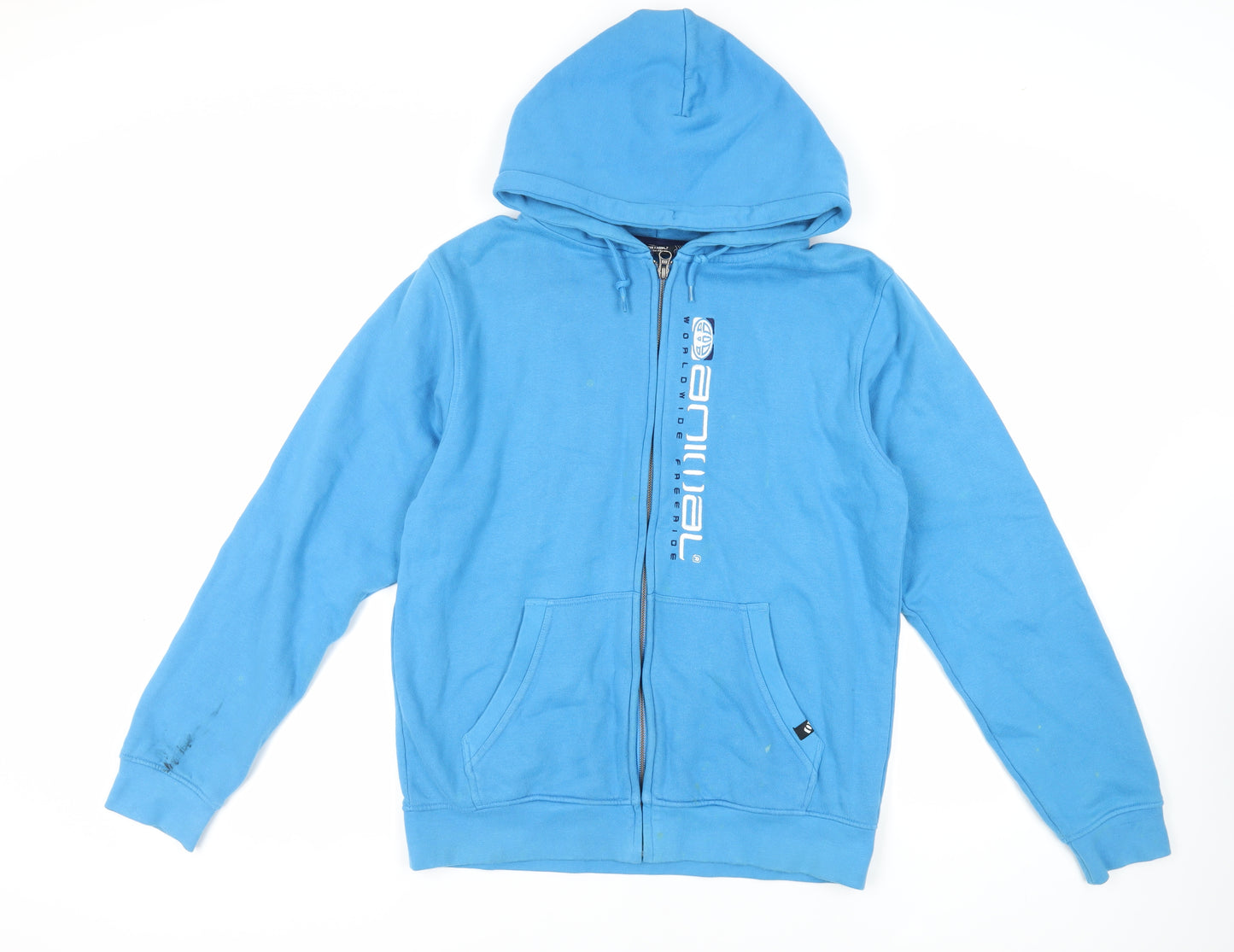 Animal Mens Blue Cotton Full Zip Hoodie Size M - Logo Pockets