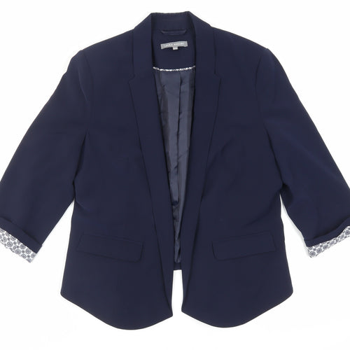 Laura Ashley Womens Blue Jacket Blazer Size 14 - Open